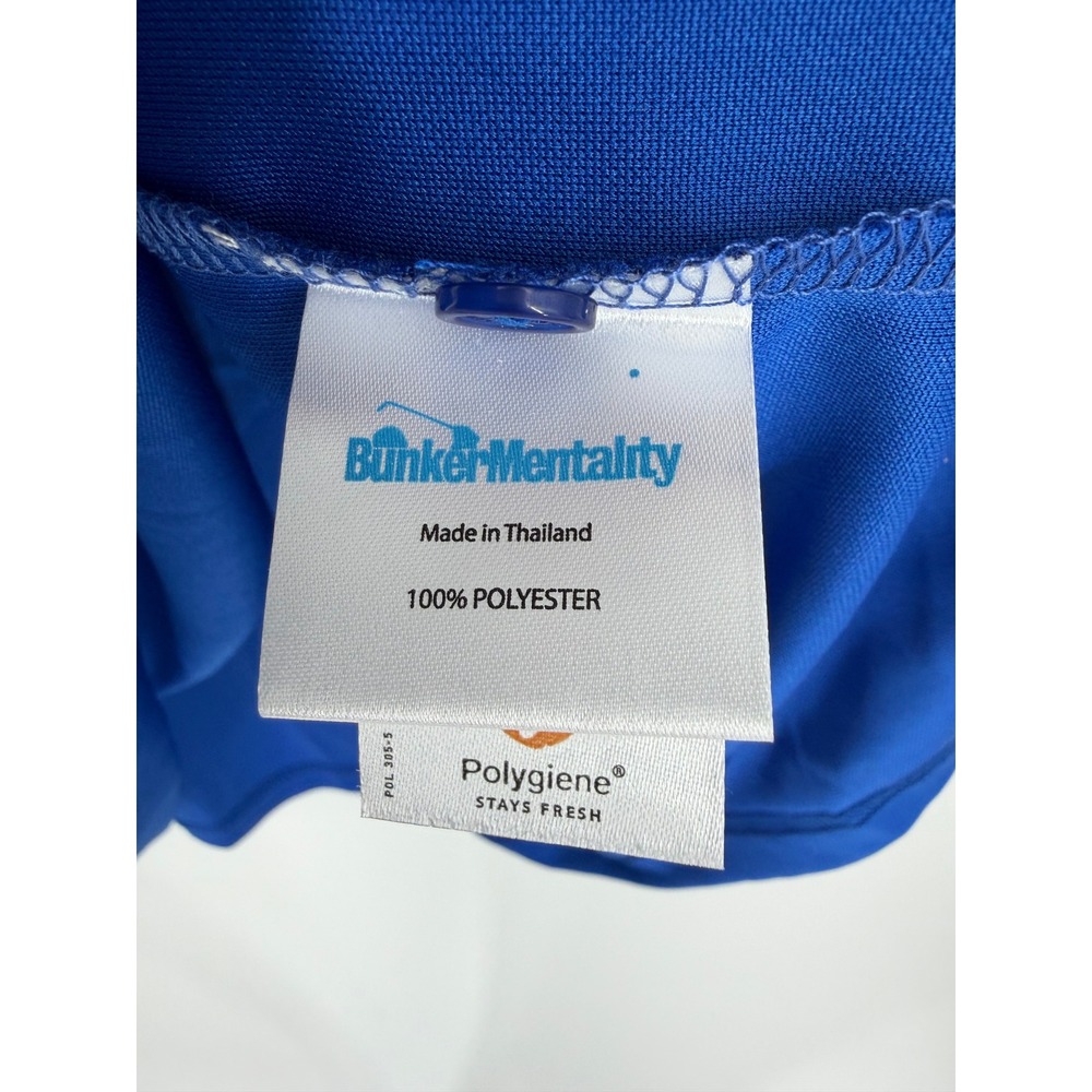 Bunker Mentality Mens Royal Blue Performance Golf Polo Shirt Striped Trim Size L - Picture 6 of 7